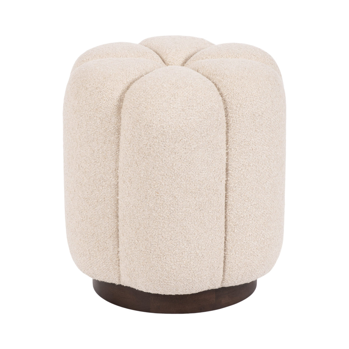 Lucida Round Tufted Ottoman Fabric and Wood